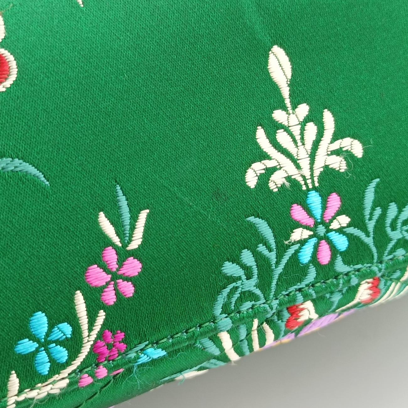 Pre-owned Gucci GG Marmont Green×Multicolour silk 443496 shoulderbag | stylenewstar