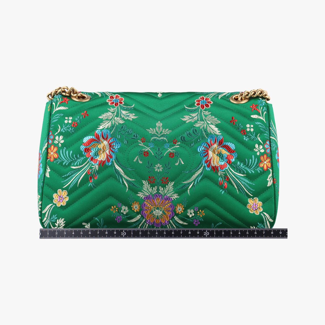 Pre-owned Gucci GG Marmont Green×Multicolour silk 443496 shoulderbag | stylenewstar