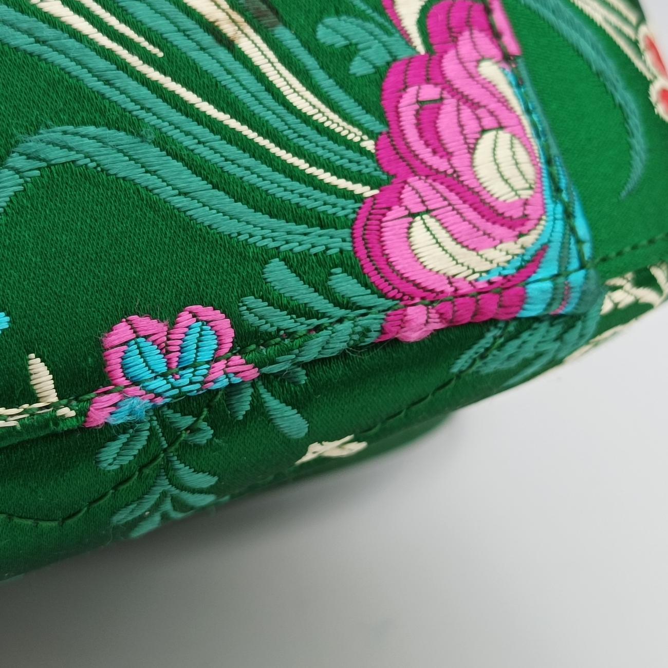 Pre-owned Gucci GG Marmont Green×Multicolour silk 443496 shoulderbag | stylenewstar