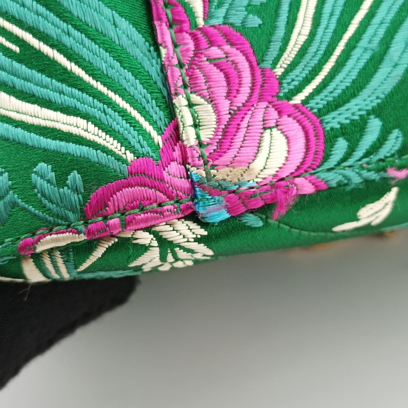 Pre-owned Gucci GG Marmont Green×Multicolour silk 443496 shoulderbag | stylenewstar