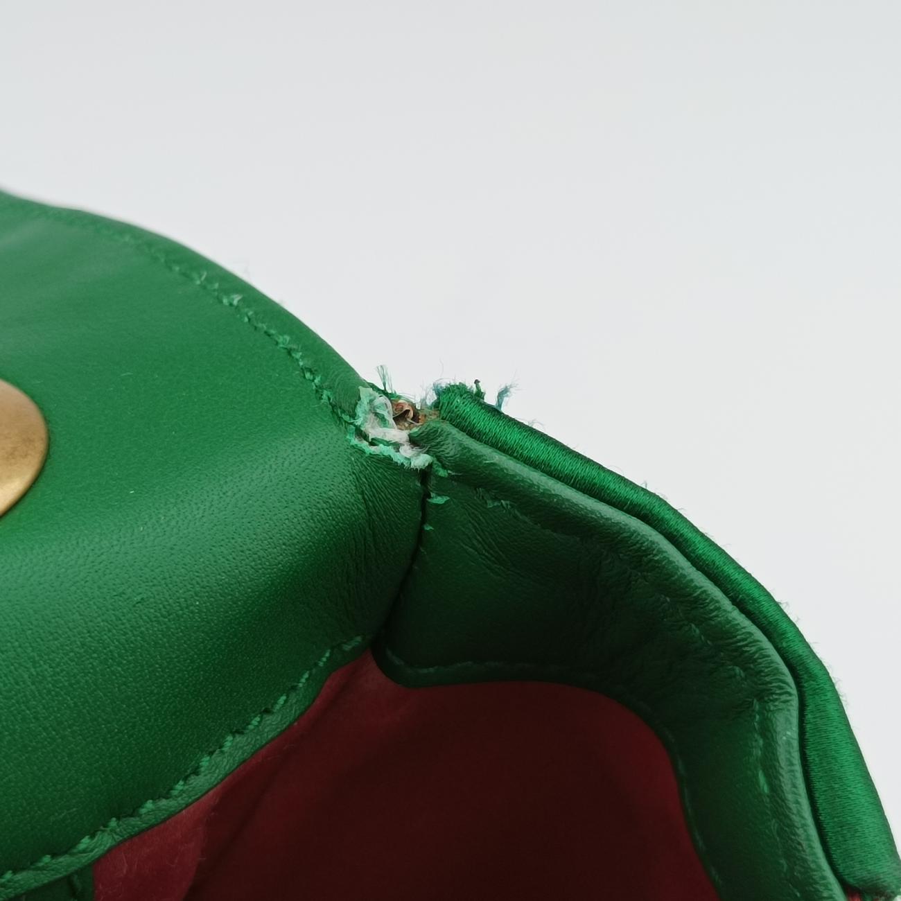 Pre-owned Gucci GG Marmont Green×Multicolour silk 443496 shoulderbag | stylenewstar