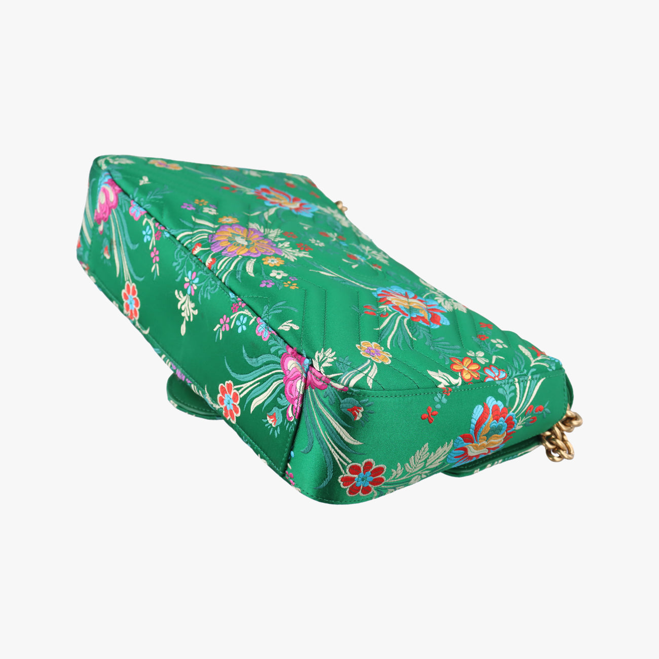 Pre-owned Gucci GG Marmont Green×Multicolour silk 443496 shoulderbag | stylenewstar