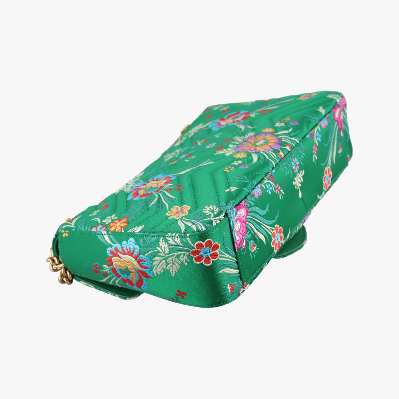 Pre-owned Gucci GG Marmont Green×Multicolour silk 443496 shoulderbag | stylenewstar