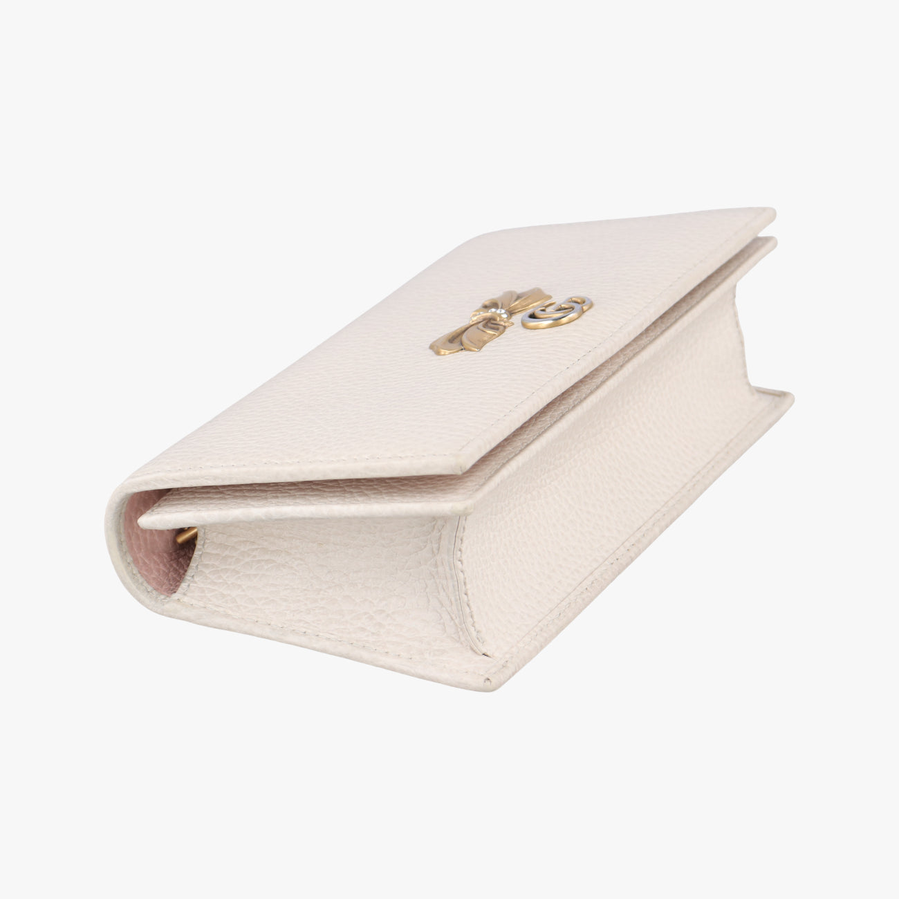 Pre-owned Gucci GG Marmont Bow White Leather 524293 shoulderbag | stylenewstar