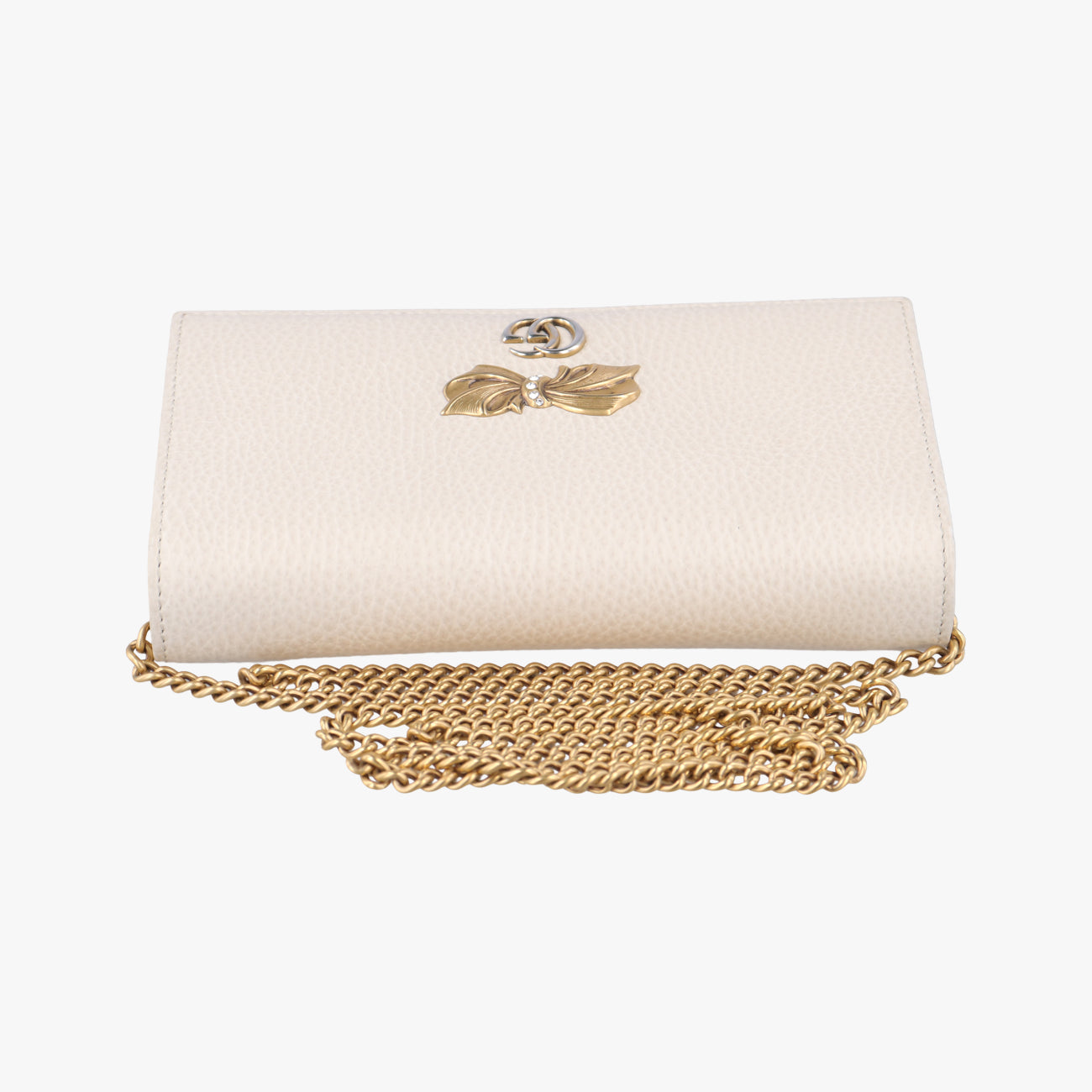 Pre-owned Gucci GG Marmont Bow White Leather 524293 shoulderbag | stylenewstar