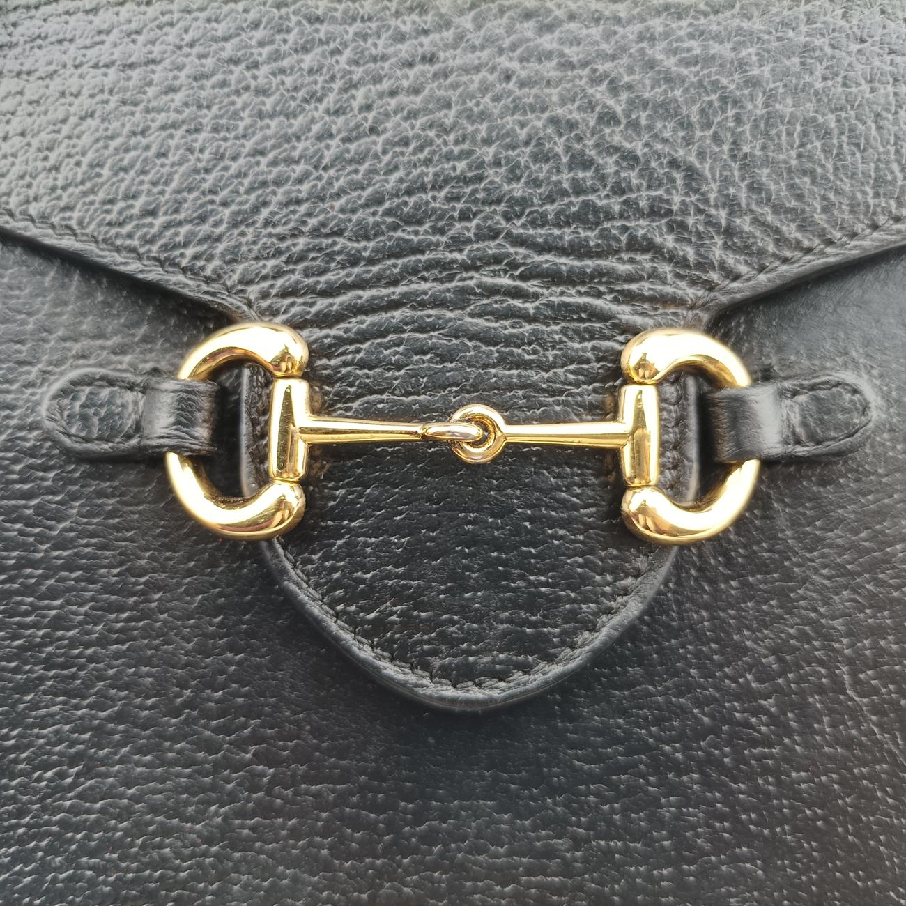 Pre-owned Gucci Horsebit 1955 Black Leather 732302 shoulderbag | stylenewstar