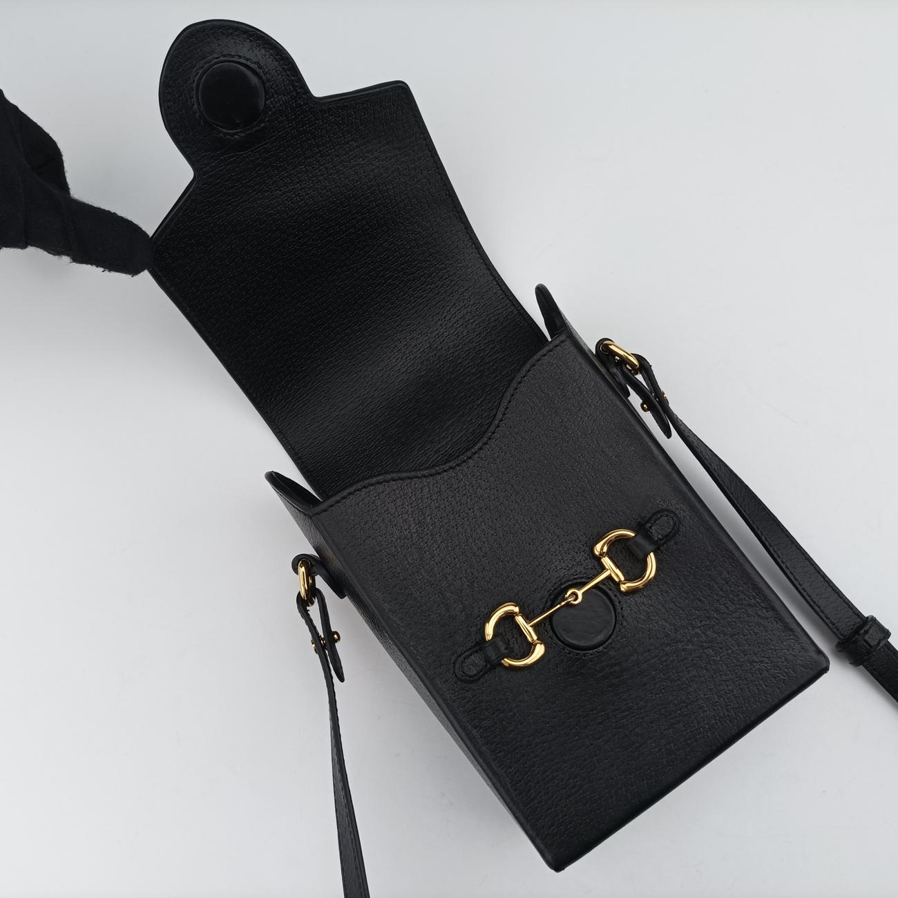 Pre-owned Gucci Horsebit 1955 Black Leather 732302 shoulderbag | stylenewstar