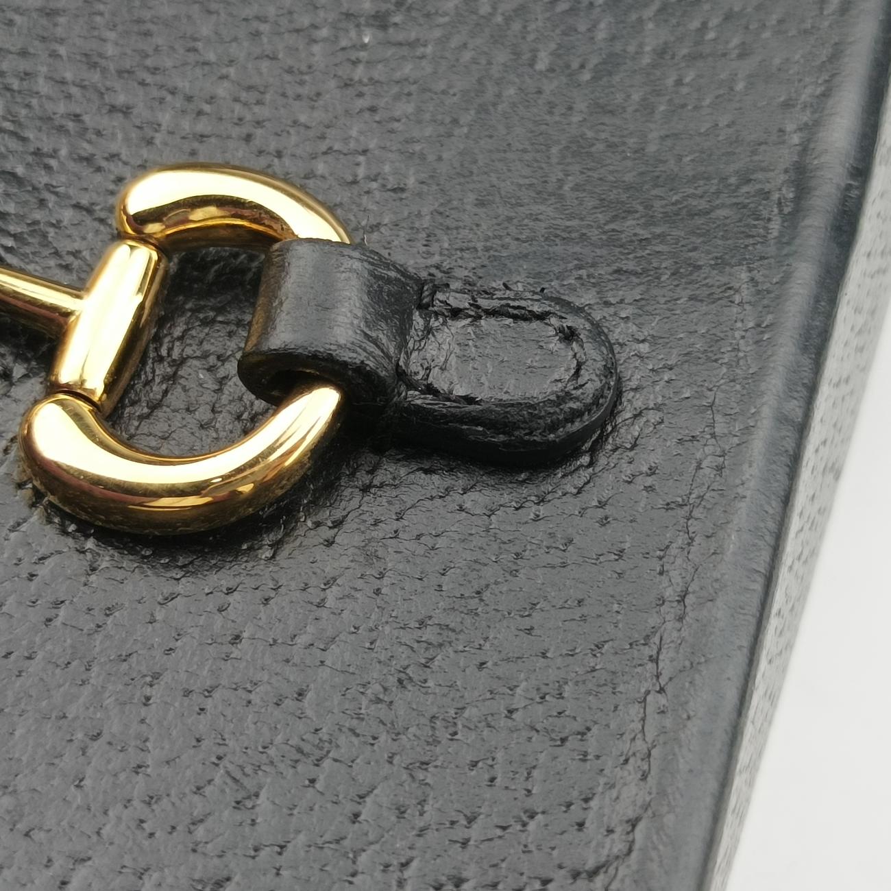 Pre-owned Gucci Horsebit 1955 Black Leather 732302 shoulderbag | stylenewstar