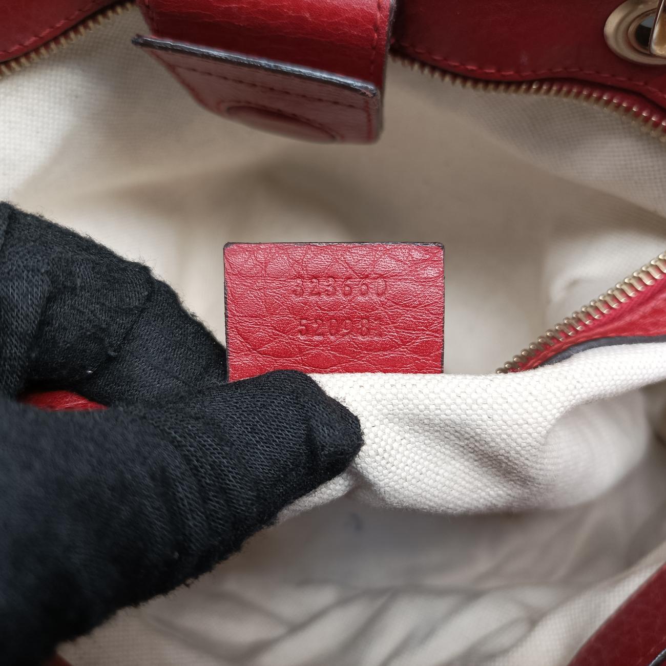 Pre-owned Gucci Bamboo Shopper Red Leather 323660 shoulderbag | stylenewstar