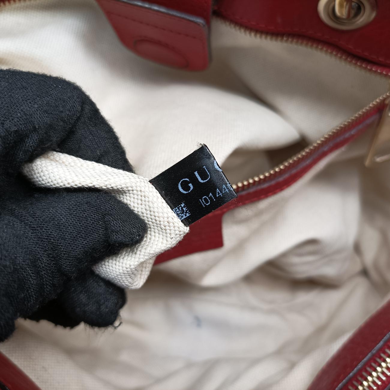 Pre-owned Gucci Bamboo Shopper Red Leather 323660 shoulderbag | stylenewstar