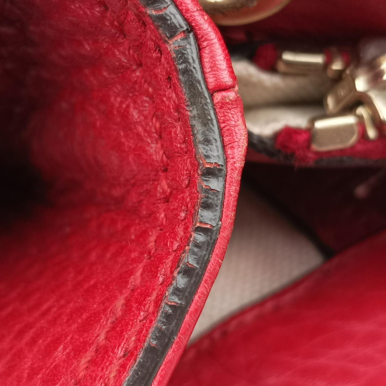 Pre-owned Gucci Bamboo Shopper Red Leather 323660 shoulderbag | stylenewstar