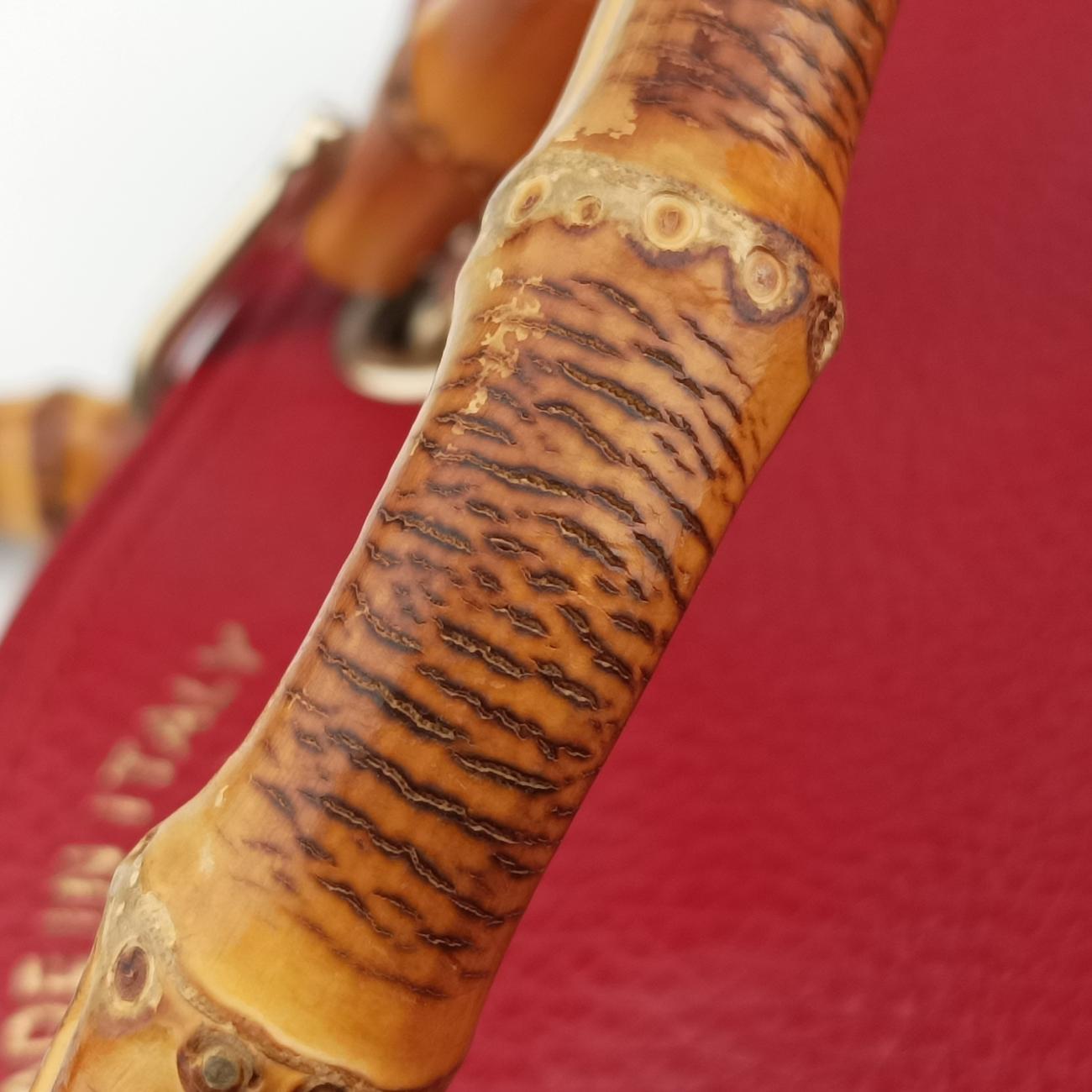 Pre-owned Gucci Bamboo Shopper Red Leather 323660 shoulderbag | stylenewstar