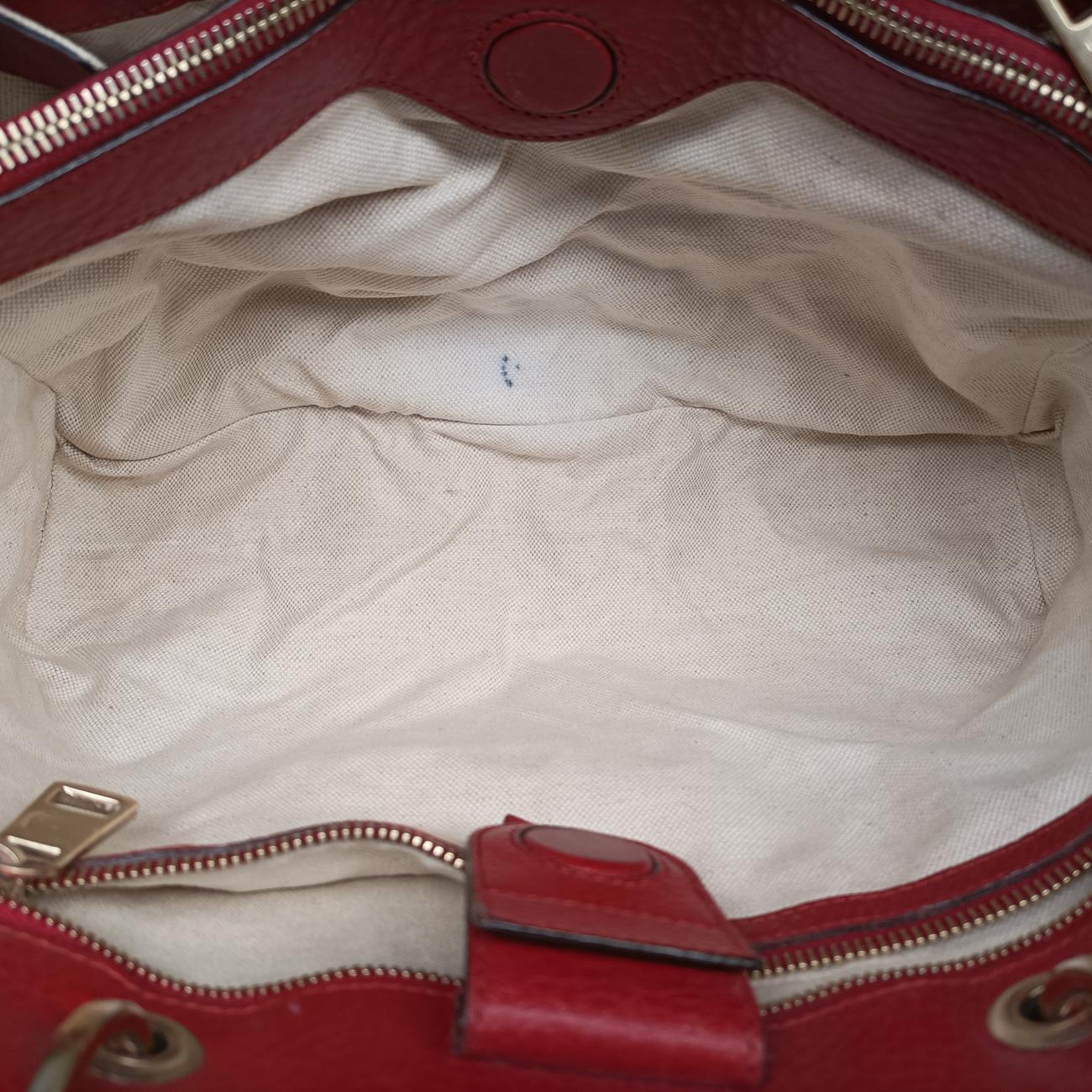 Pre-owned Gucci Bamboo Shopper Red Leather 323660 shoulderbag | stylenewstar