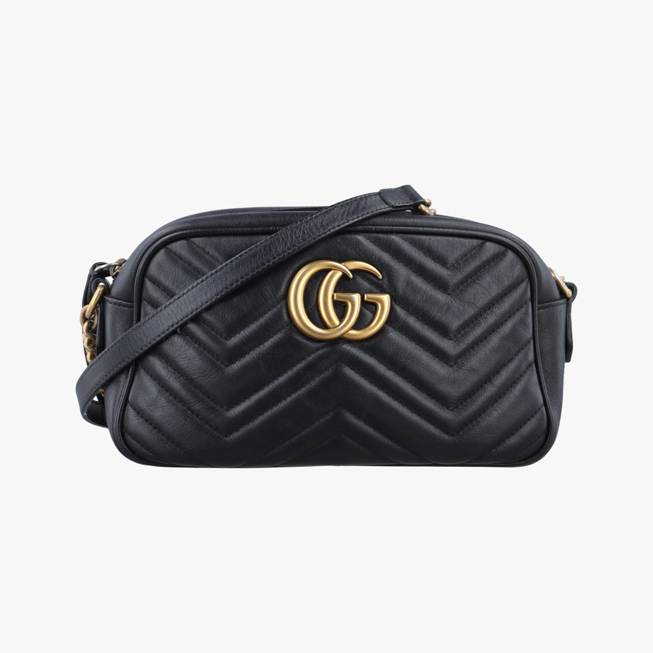Pre-owned Gucci GG Marmont Black Leather 447632 shoulderbag | stylenewstar