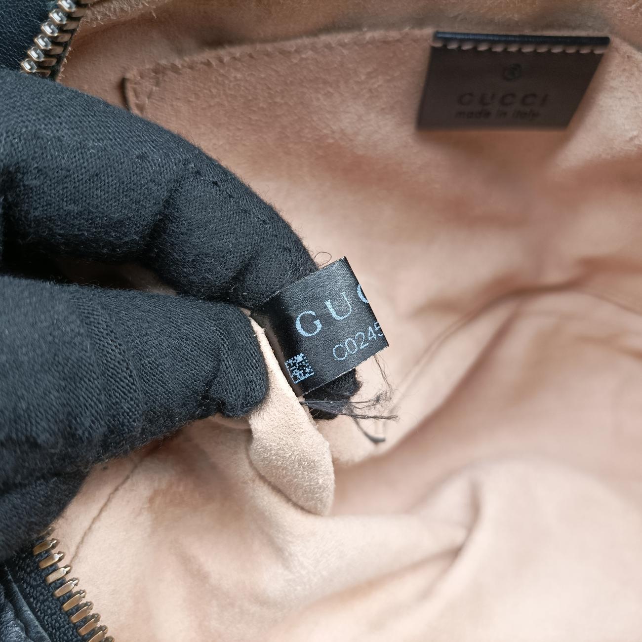 Pre-owned Gucci GG Marmont Black Leather 447632 shoulderbag | stylenewstar