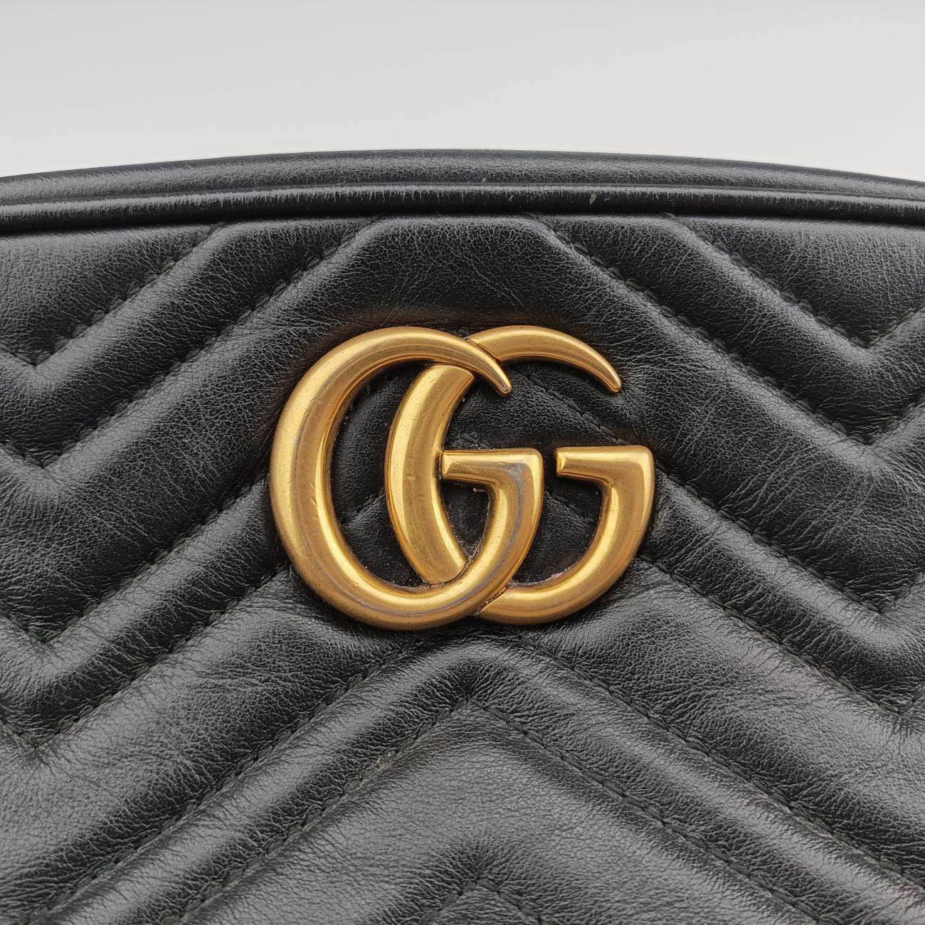 Pre-owned Gucci GG Marmont Black Leather 447632 shoulderbag | stylenewstar