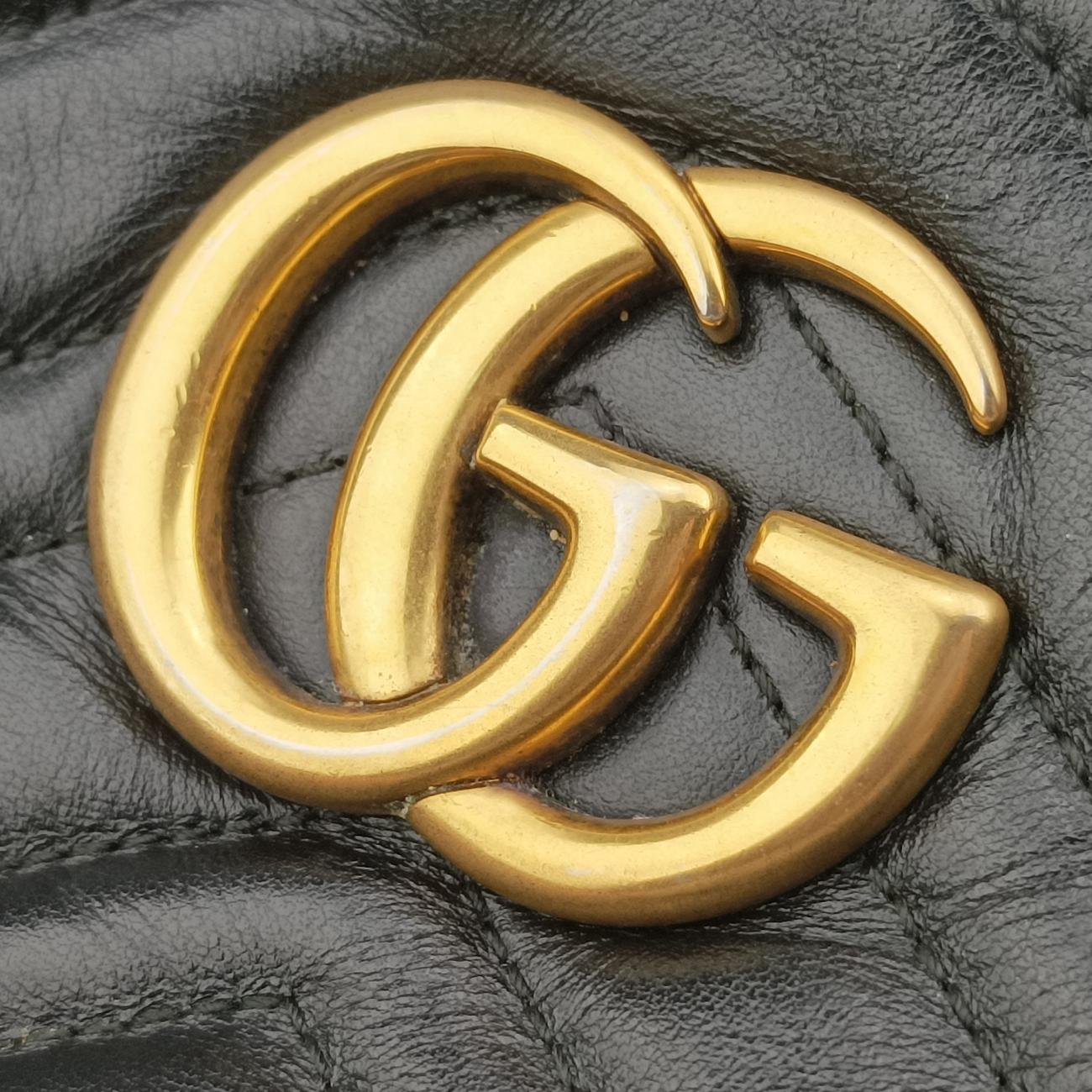 Pre-owned Gucci GG Marmont Black Leather 447632 shoulderbag | stylenewstar