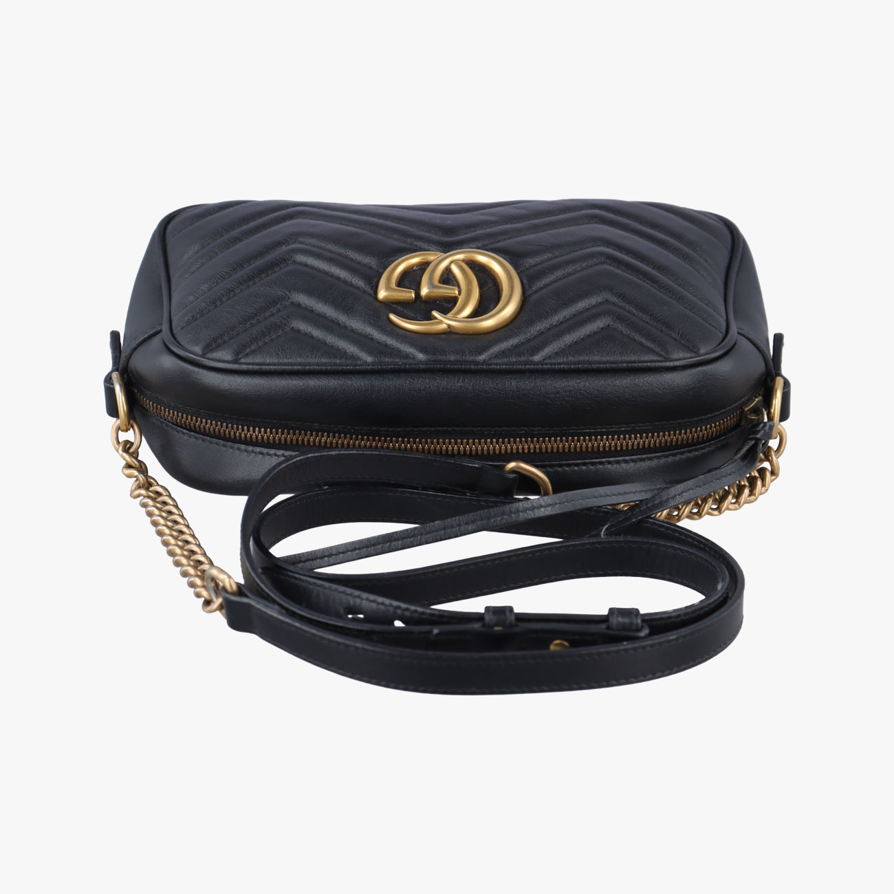Pre-owned Gucci GG Marmont Black Leather 447632 shoulderbag | stylenewstar