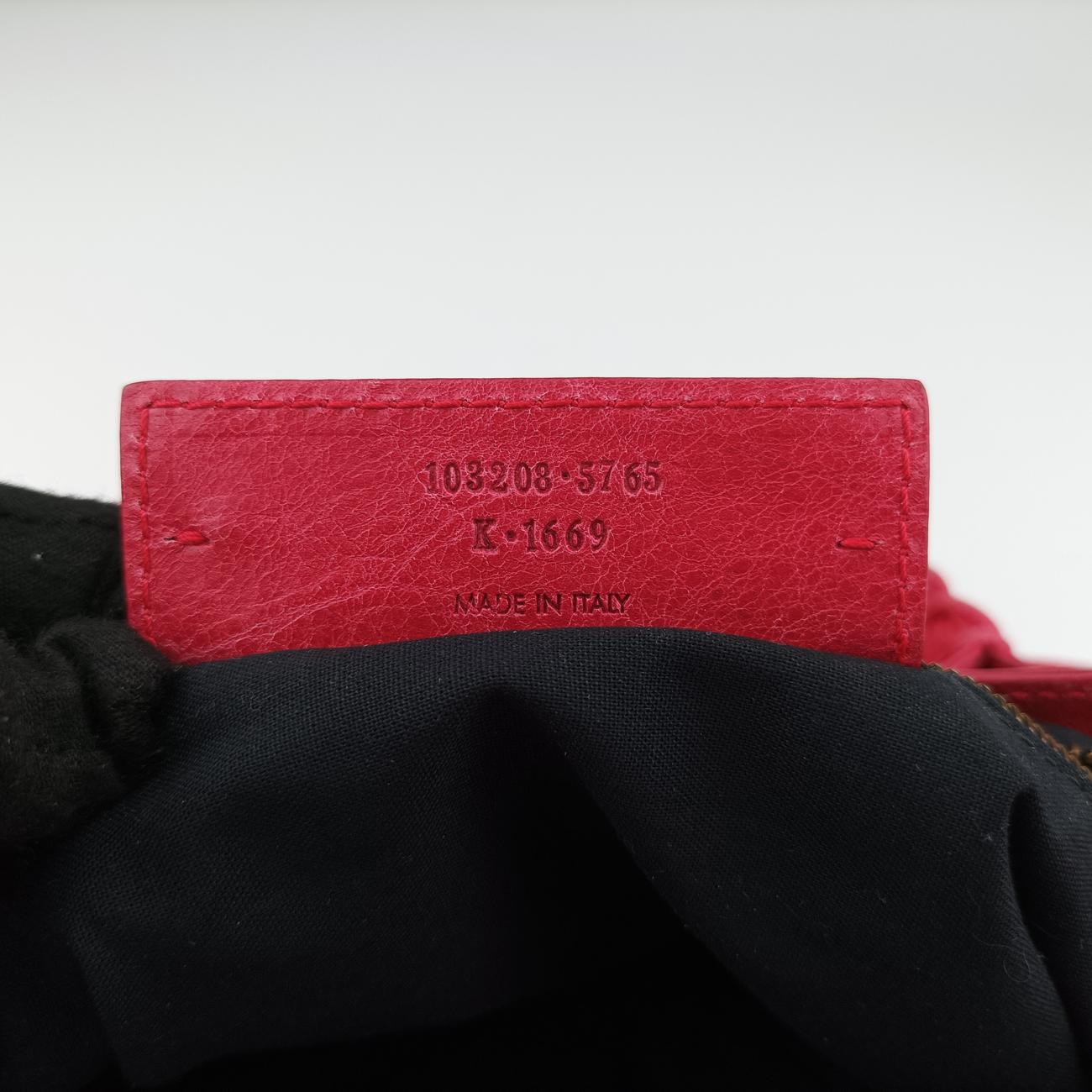 Pre-owned Balenciaga Electric Perforated Motorcycle City Red lambskin  shoulderbag | stylenewstar