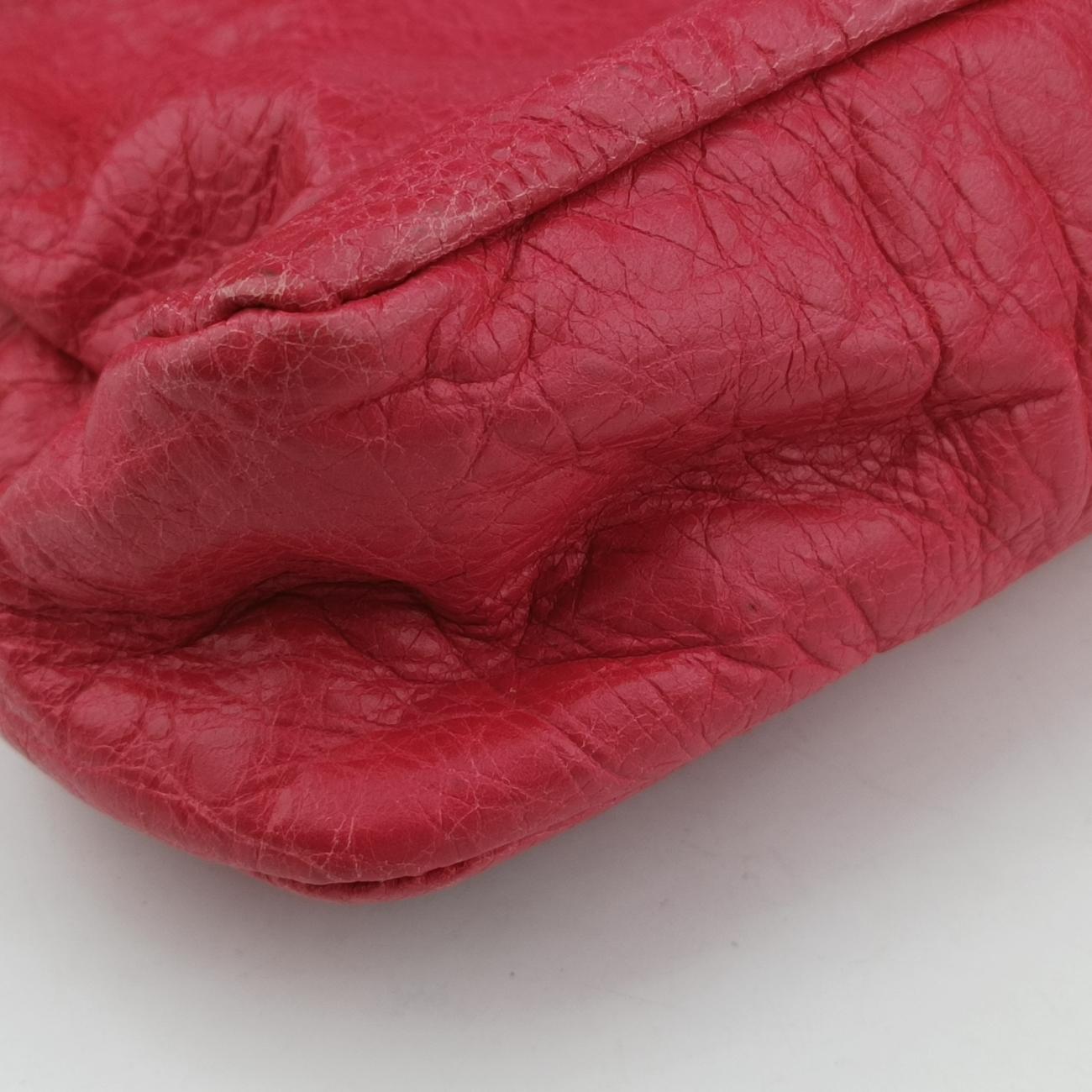 Pre-owned Balenciaga Electric Perforated Motorcycle City Red lambskin  shoulderbag | stylenewstar