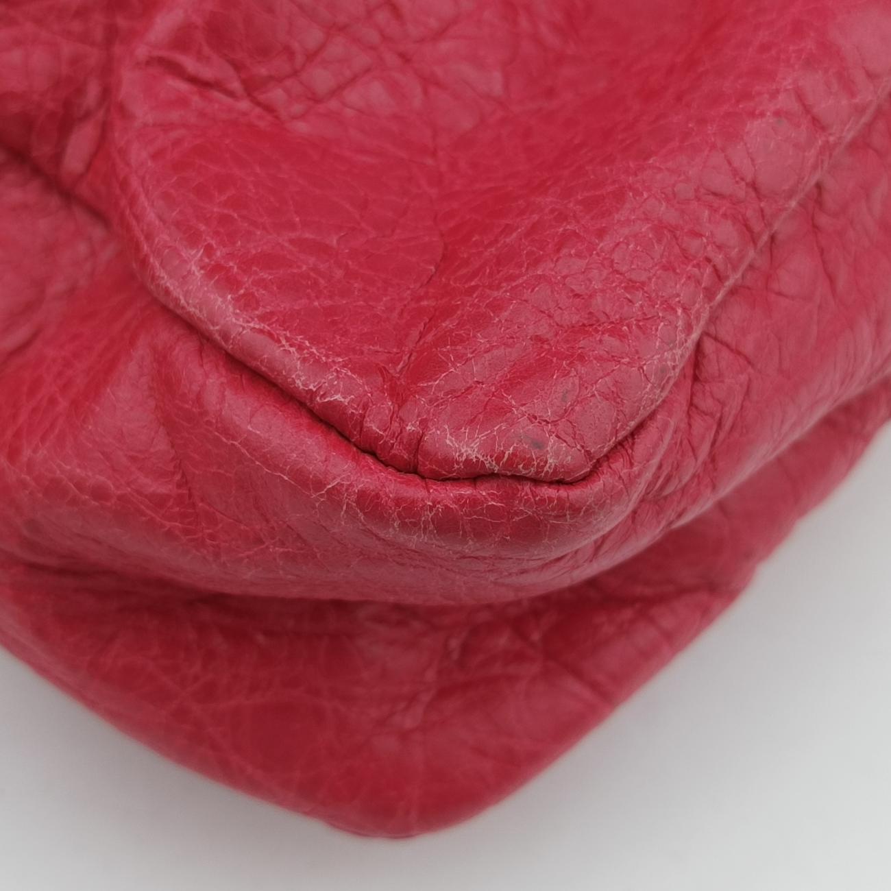 Pre-owned Balenciaga Electric Perforated Motorcycle City Red lambskin  shoulderbag | stylenewstar