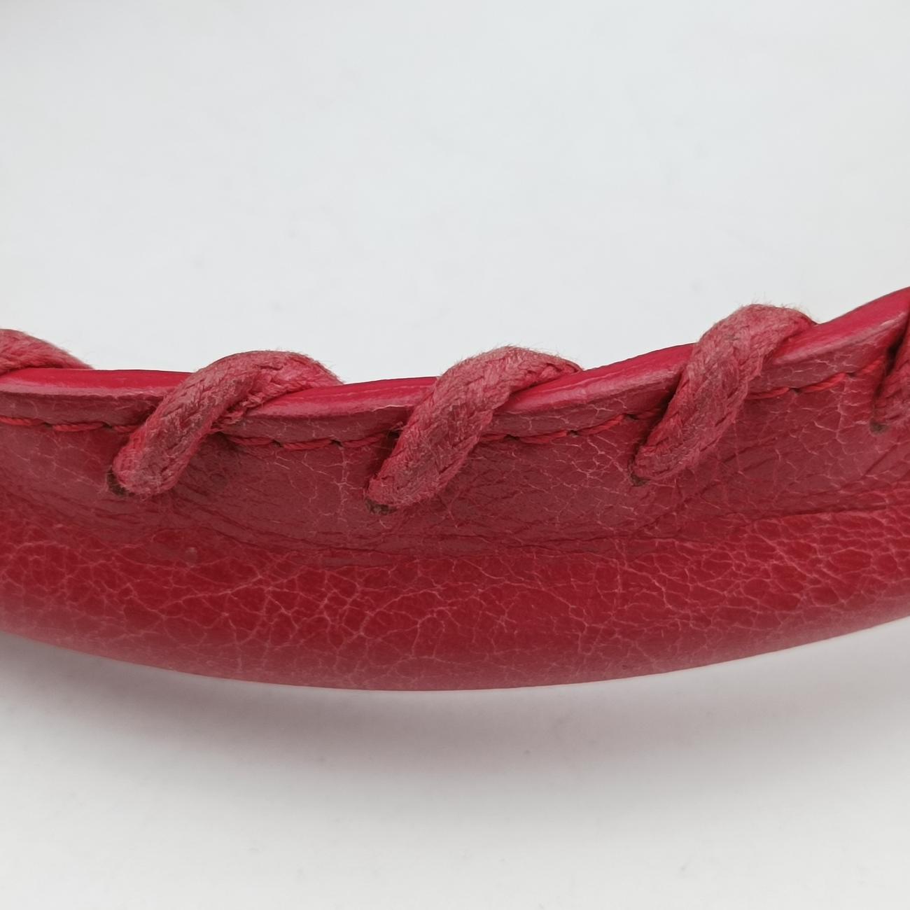 Pre-owned Balenciaga Electric Perforated Motorcycle City Red lambskin  shoulderbag | stylenewstar