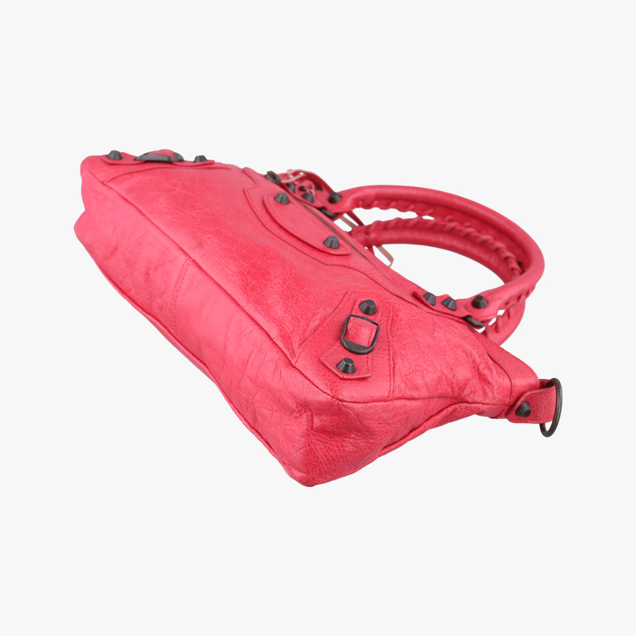 Pre-owned Balenciaga Electric Perforated Motorcycle City Red lambskin  shoulderbag | stylenewstar