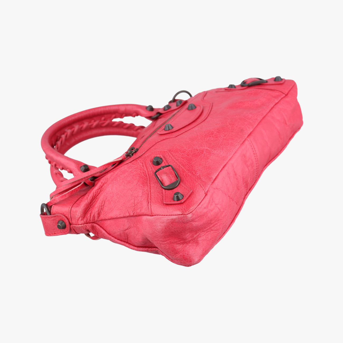 Pre-owned Balenciaga Electric Perforated Motorcycle City Red lambskin  shoulderbag | stylenewstar