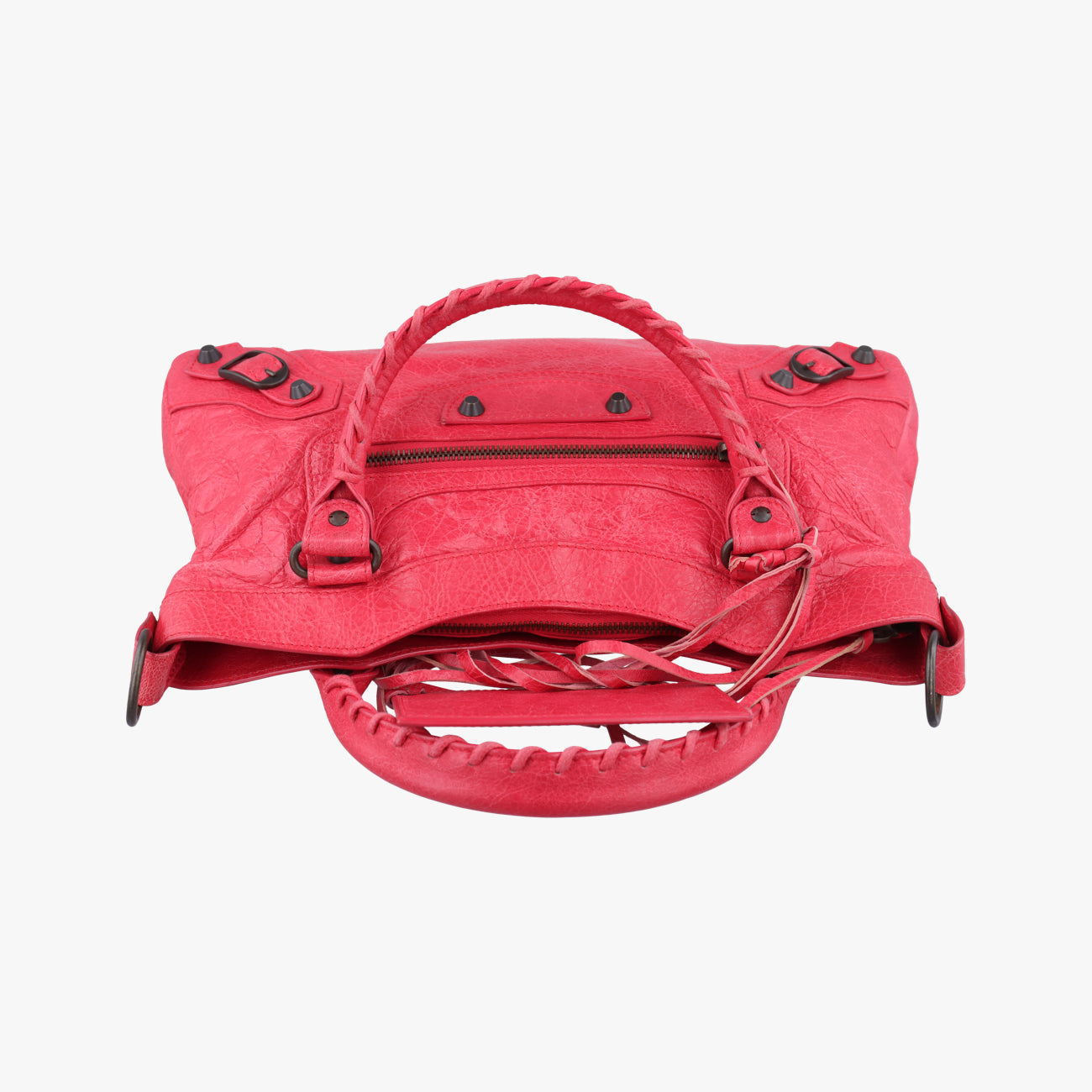 Pre-owned Balenciaga Electric Perforated Motorcycle City Red lambskin  shoulderbag | stylenewstar