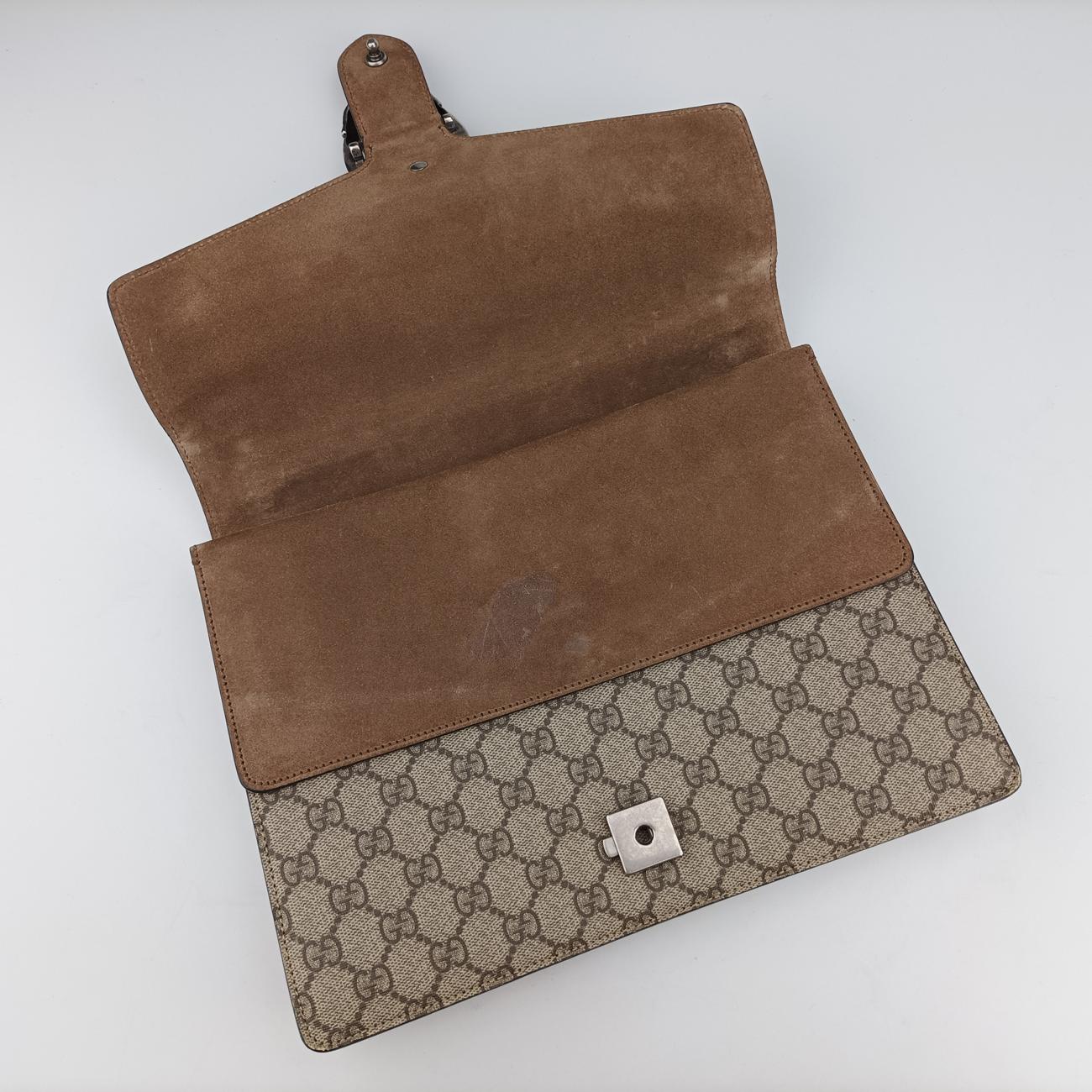 Pre-owned Gucci Dionysus beige PVC coated canvas 403348 shoulderbag | stylenewstar