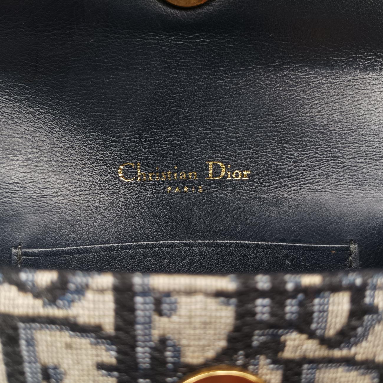 Pre-owned Christian Dior Saddle Navy×Gray jacquard  bum bag/waist bag | stylenewstar