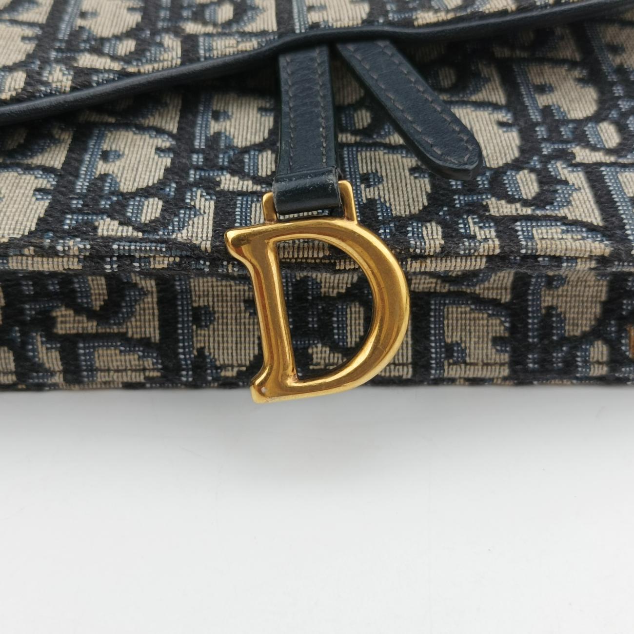 Pre-owned Christian Dior Saddle Navy×Gray jacquard  bum bag/waist bag | stylenewstar