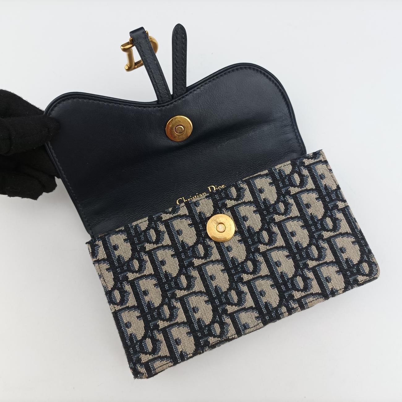 Pre-owned Christian Dior Saddle Navy×Gray jacquard  bum bag/waist bag | stylenewstar