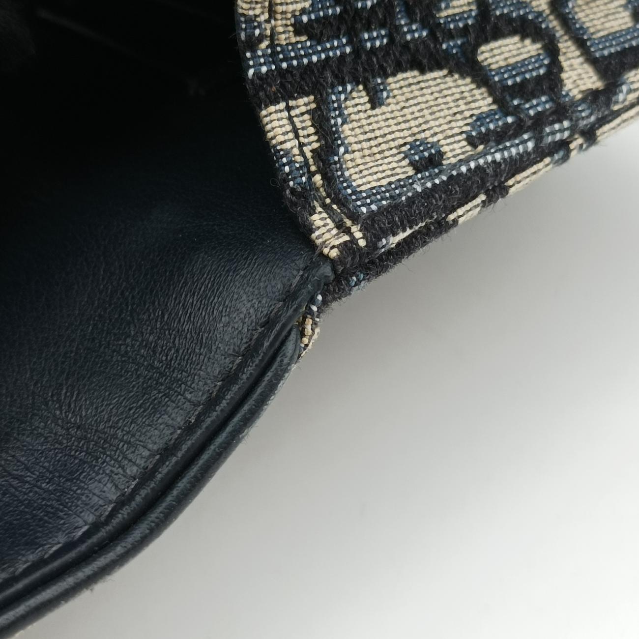 Pre-owned Christian Dior Saddle Navy×Gray jacquard  bum bag/waist bag | stylenewstar