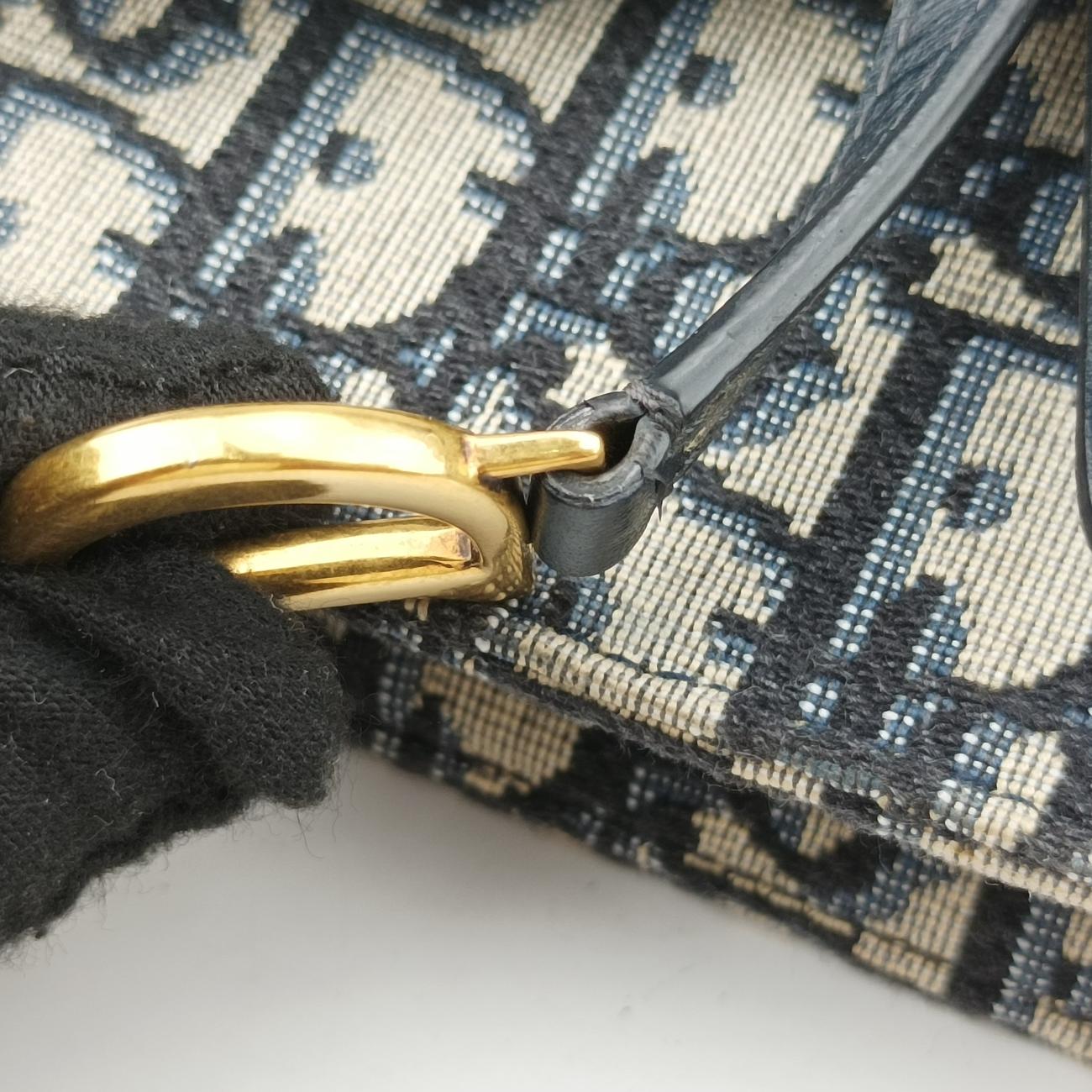 Pre-owned Christian Dior Saddle Navy×Gray jacquard  bum bag/waist bag | stylenewstar