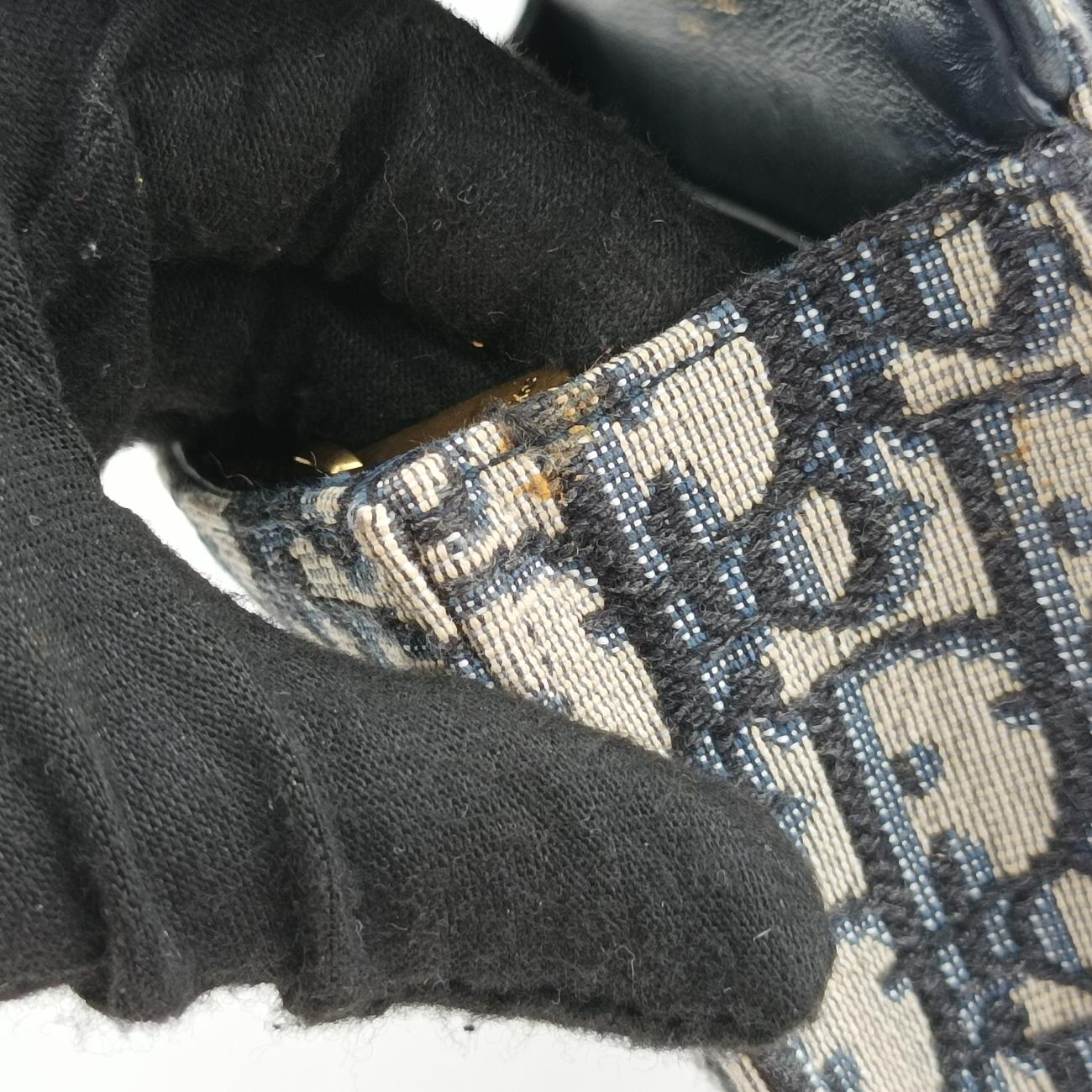 Pre-owned Christian Dior Saddle Navy×Gray jacquard  bum bag/waist bag | stylenewstar