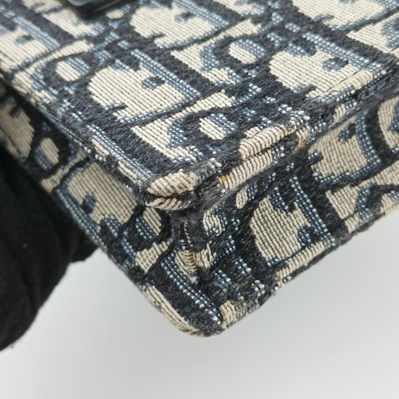 Pre-owned Christian Dior Saddle Navy×Gray jacquard  bum bag/waist bag | stylenewstar