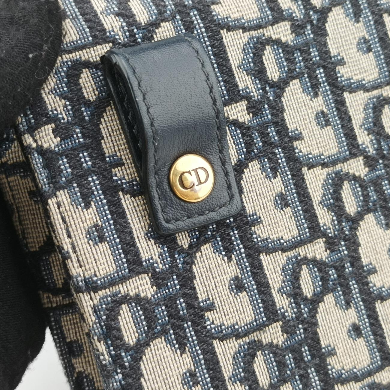 Pre-owned Christian Dior Saddle Navy×Gray jacquard  bum bag/waist bag | stylenewstar