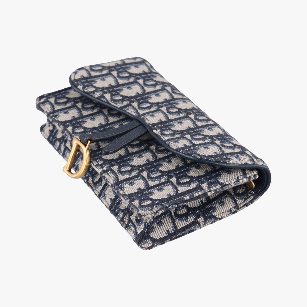 Pre-owned Christian Dior Saddle Navy×Gray jacquard  bum bag/waist bag | stylenewstar