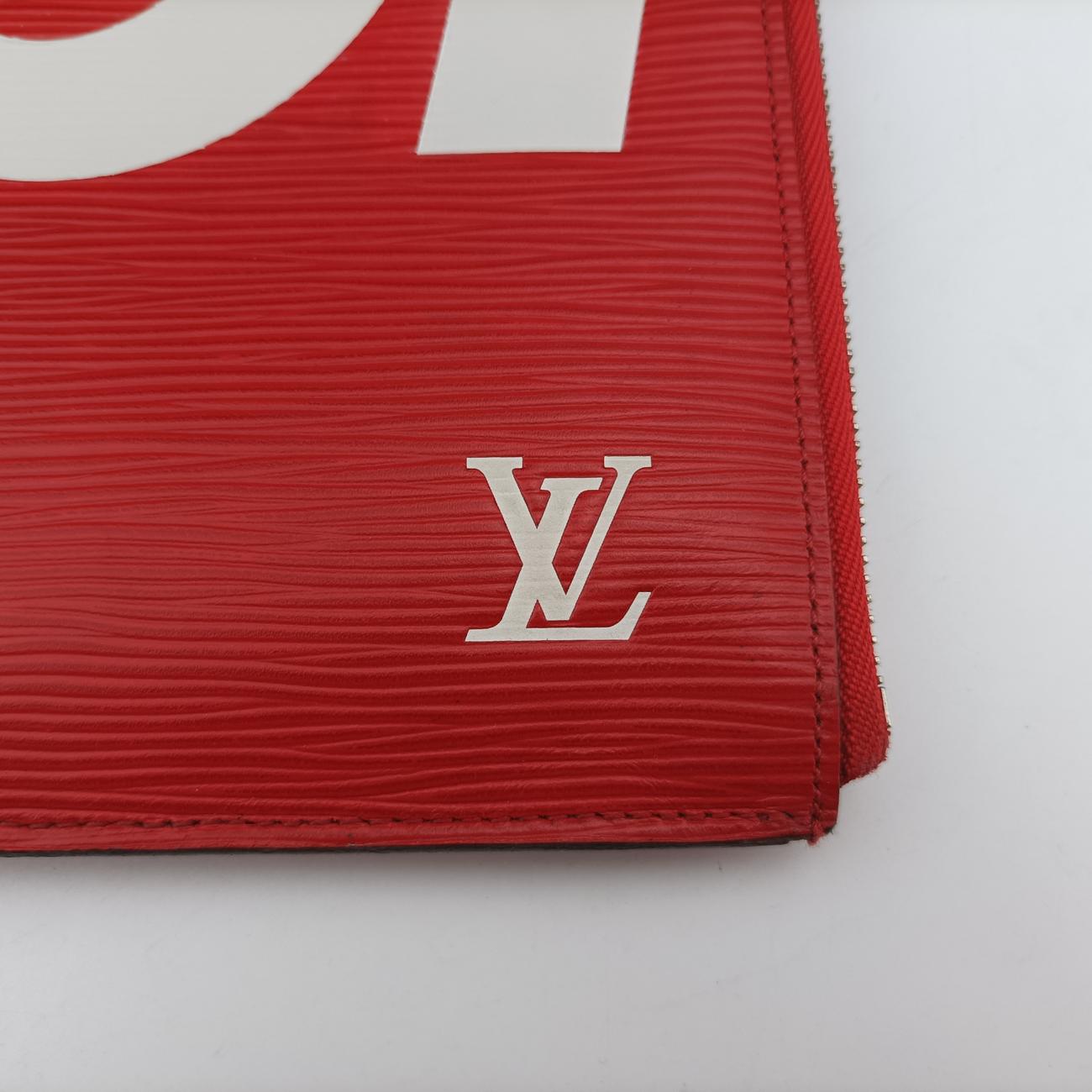 Pre-owned Louis Vuitton Pochette Jour GM Supreme Collaboration ROUGE×white epi M67722 clutchbag | stylenewstar
