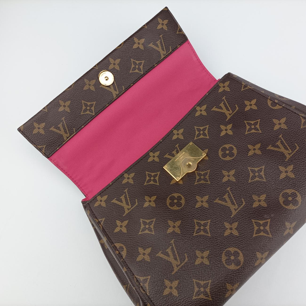 Pre-owned Louis Vuitton Cluny BB Brown Monogram canvas x calf leather M42738 handbag | stylenewstar