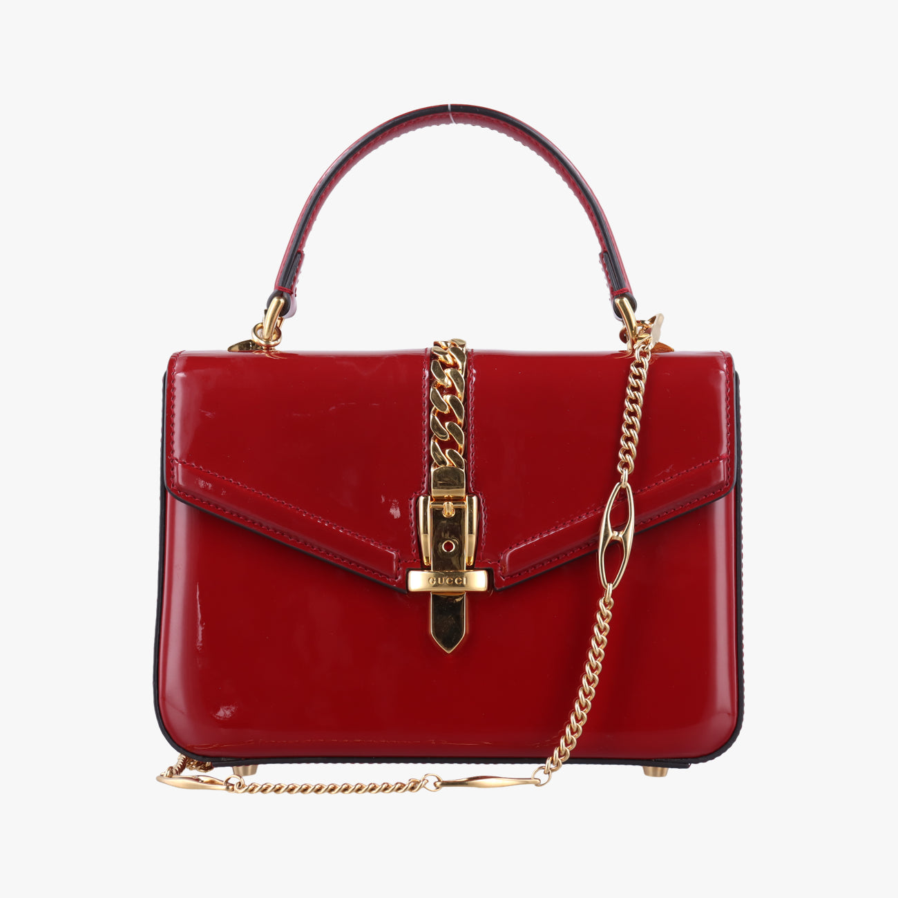 Pre-owned Gucci Sylvie Red Patent 589479 shoulderbag | stylenewstar