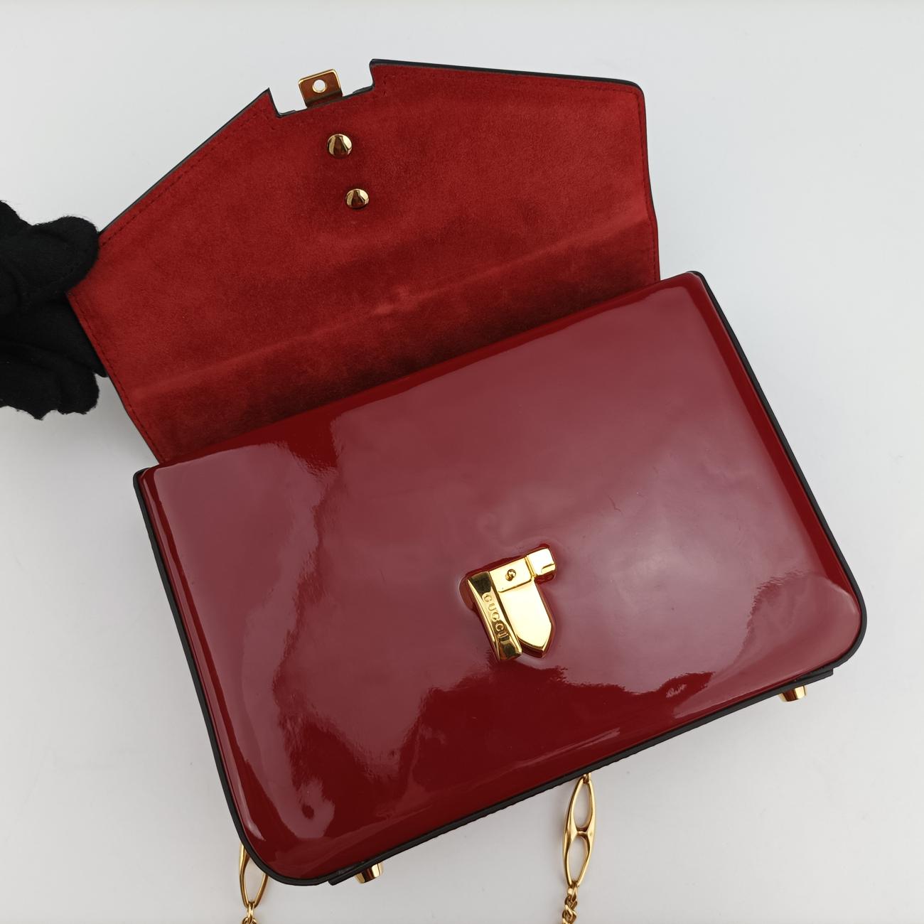 Pre-owned Gucci Sylvie Red Patent 589479 shoulderbag | stylenewstar