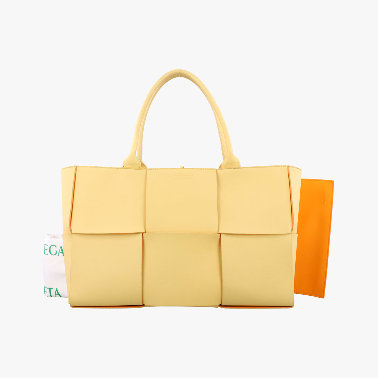 Pre-owned Bottega Veneta THE ARCO Tote Yellow lambskin  handbag | stylenewstar
