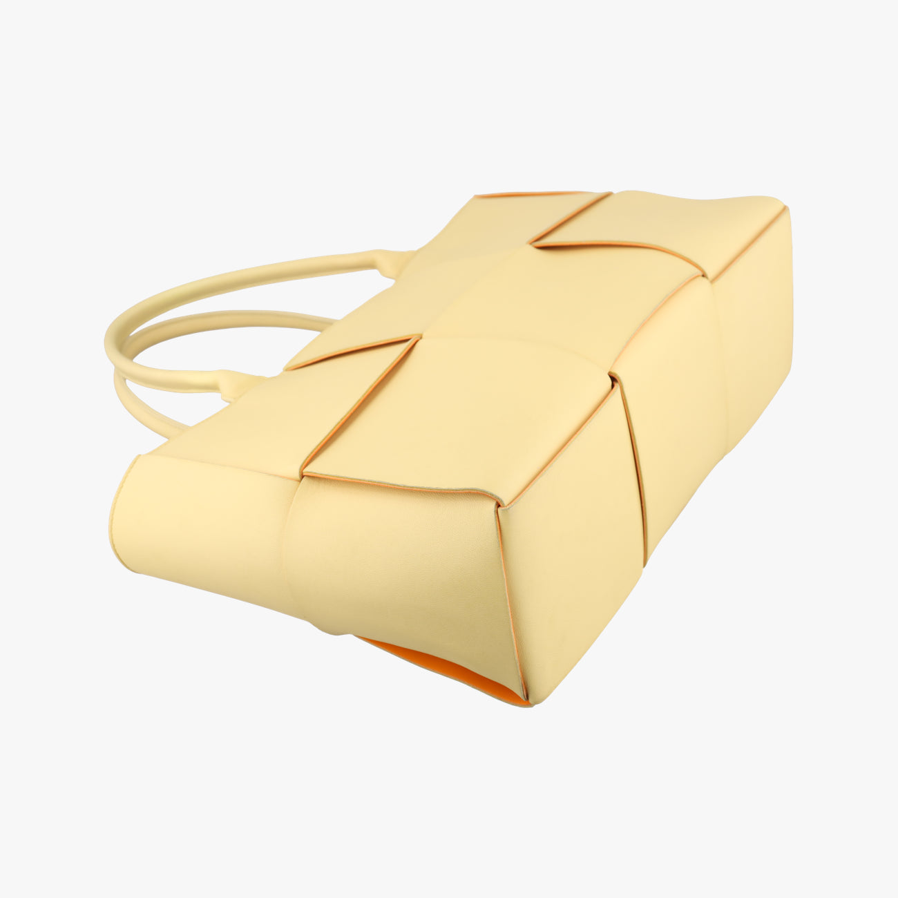 Pre-owned Bottega Veneta THE ARCO Tote Yellow lambskin  handbag | stylenewstar