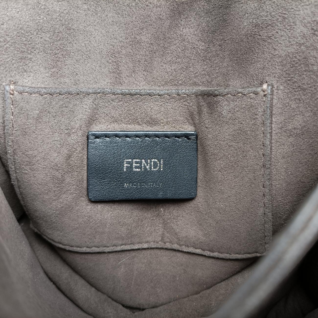 Vintage Fendi studded Kan I Metallic Gray Gold Leather 8M0381 shoulderbag | stylenewstar