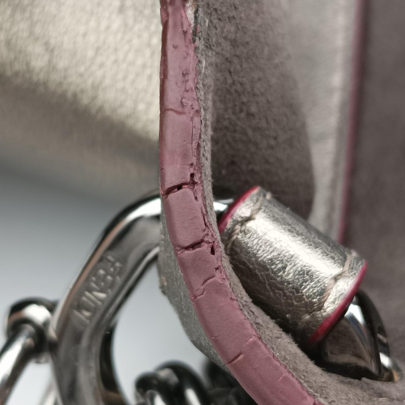 Vintage Fendi studded Kan I Metallic Gray Gold Leather 8M0381 shoulderbag | stylenewstar