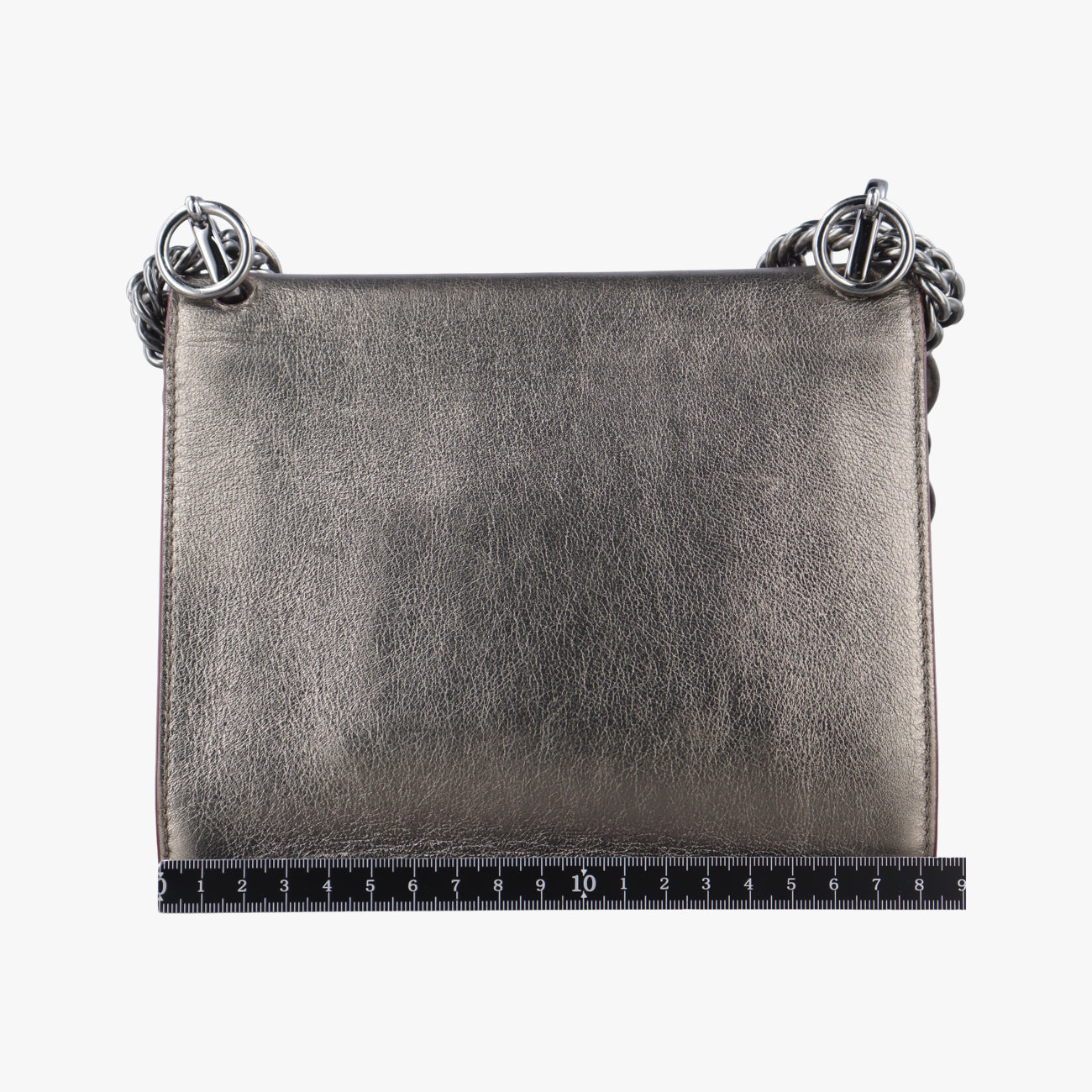 Vintage Fendi studded Kan I Metallic Gray Gold Leather 8M0381 shoulderbag | stylenewstar