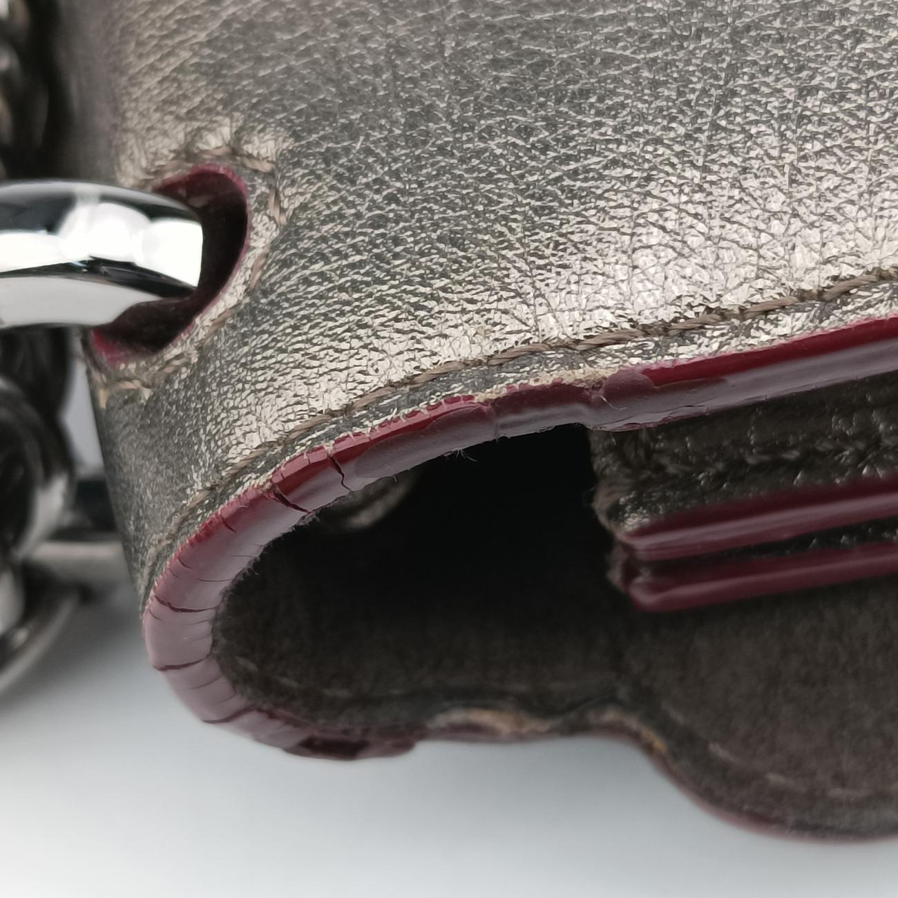 Vintage Fendi studded Kan I Metallic Gray Gold Leather 8M0381 shoulderbag | stylenewstar