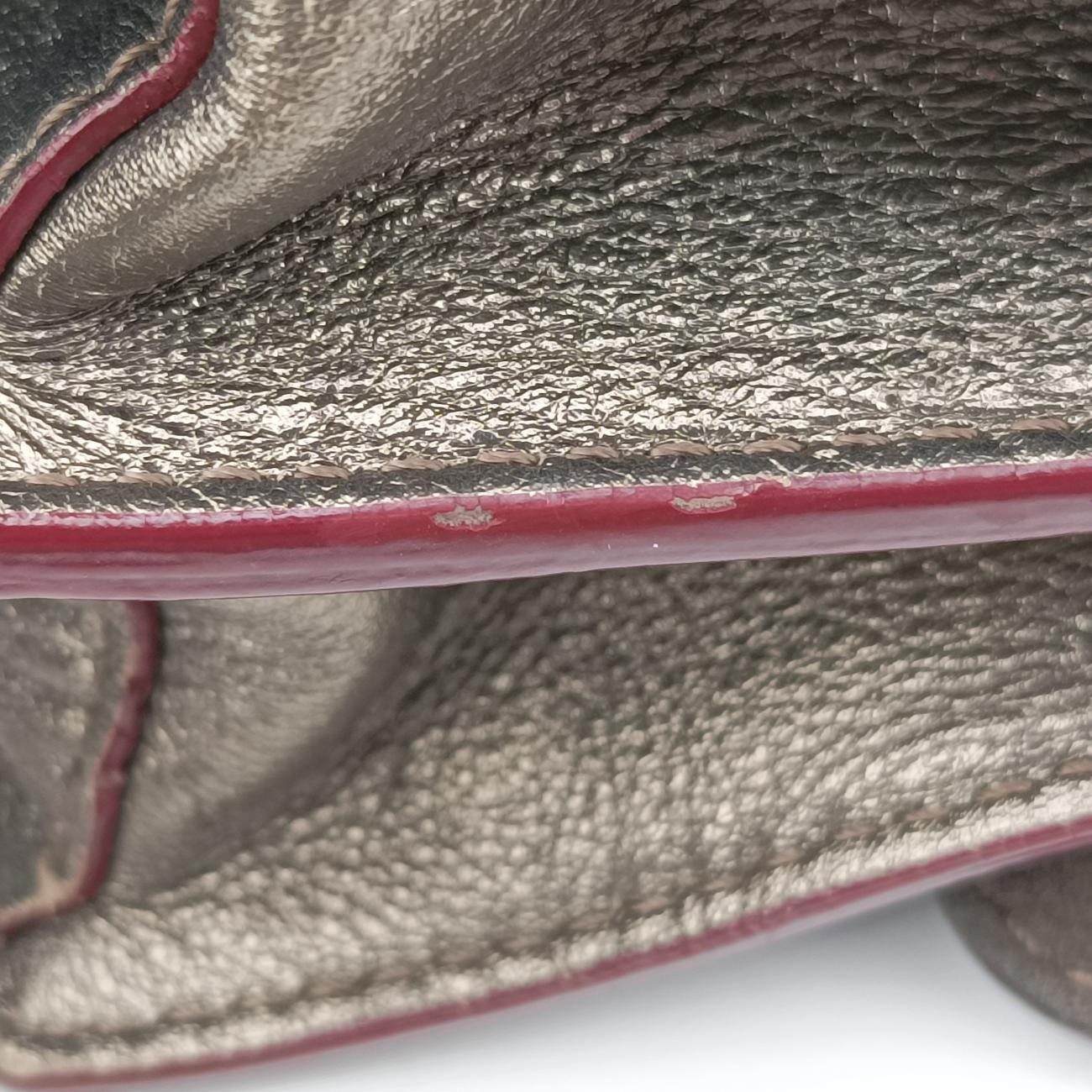 Vintage Fendi studded Kan I Metallic Gray Gold Leather 8M0381 shoulderbag | stylenewstar